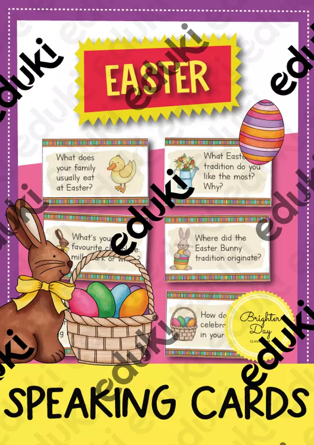 Easter Speaking Cards; Carte di conversazione (Inglese) Flashcard - Easter Speaking Cards; Carte di conversazione (Inglese) - Brighter Day Classroom - Pagina di copertina