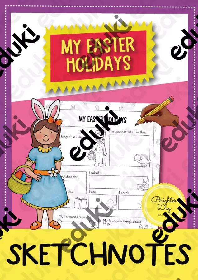 My Easter holidays in sketchnotes (English) / Le mie vacanze di Pasqua in sketchnotes (Italiano) Materiale di supporto/inclusione - My Easter holidays in sketchnotes (English) / Le mie vacanze di Pasqua in sketchnotes (Italiano) - Brighter Day Classroom - Pagina di copertina