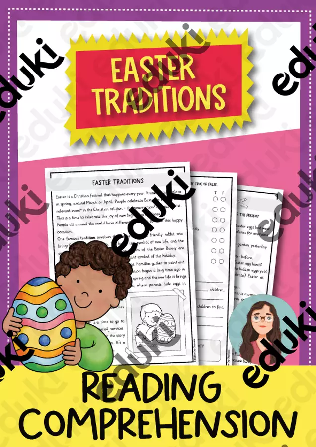 Easter Traditions reading comprehension + grammar activities (English) / Tradizioni pasquali - attività di comprensione della lettura + grammatica (inglese) Materiale di supporto/inclusione - Easter Traditions reading comprehension + grammar activities (English) / Tradizioni pasquali - attività di comprensione della lettura + grammatica (inglese) - Brighter Day Classroom - Pagina di copertina