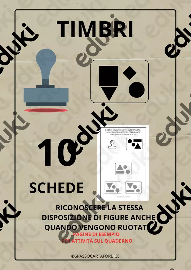TIMBRI - RICONOSCERE LE FIGURE ANCHE SE RUOTATE Esercizi - TIMBRI - RICONOSCERE LE FIGURE ANCHE SE RUOTATE - Spassocartaforbice - Pagina di copertina