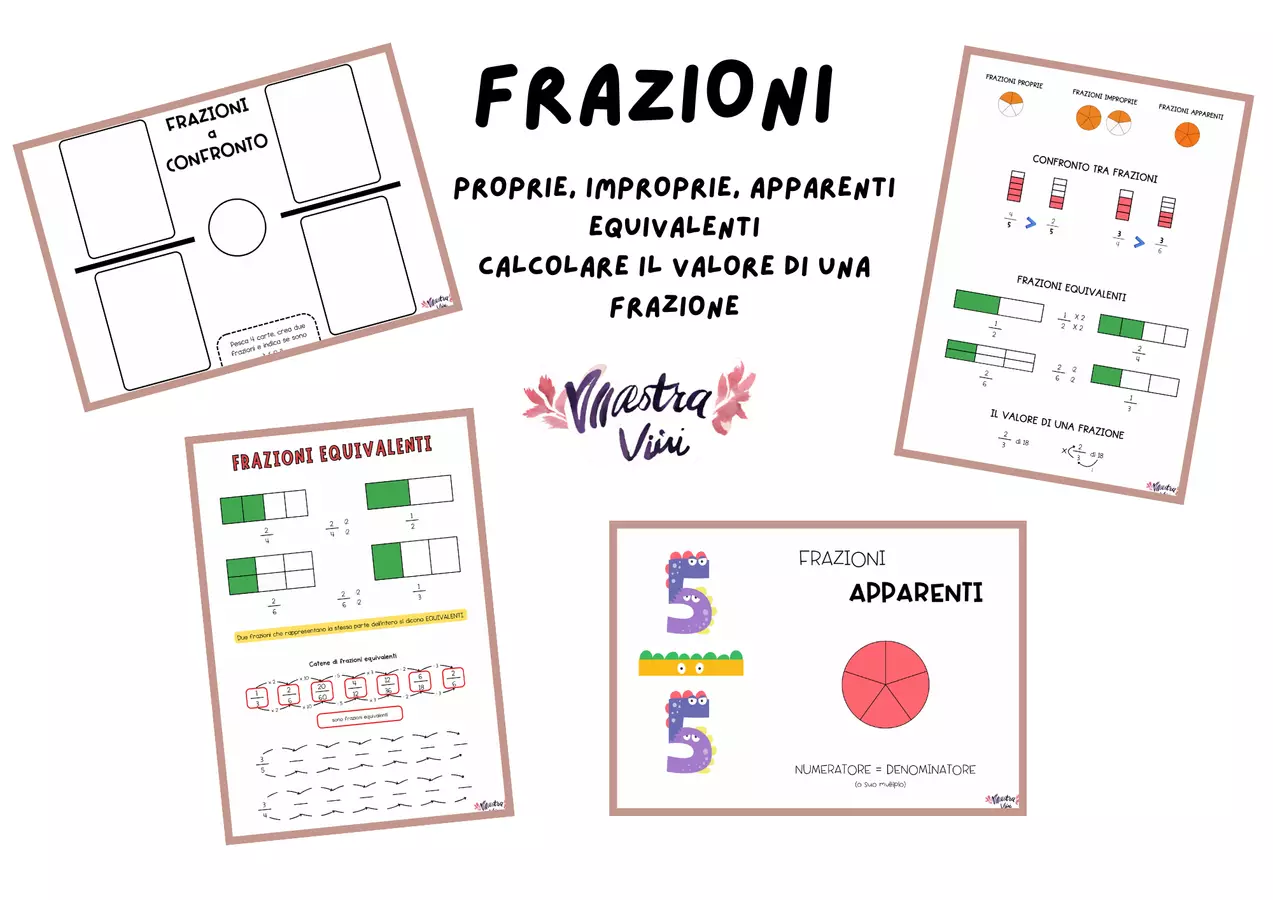 FRAZIONI: esercizi, poster e giochi Esercizi - FRAZIONI: esercizi, poster e giochi - Maestra Vivi - Pagina di copertina