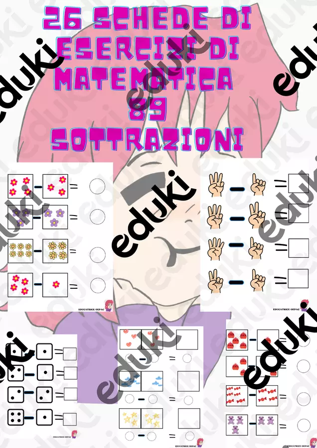 26 schede di esercizi di matematica sottrazioni Esercizi - 26 schede di esercizi di matematica sottrazioni - educatrice_oepac - Pagina di copertina