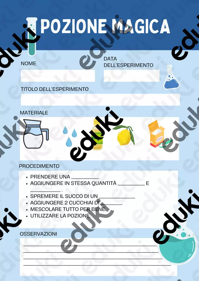 La POZIONE SPECIALE _Esperimento detersivo naturale Esperimenti - La POZIONE SPECIALE _Esperimento detersivo naturale - Maestra Silvia R. - Pagina di copertina