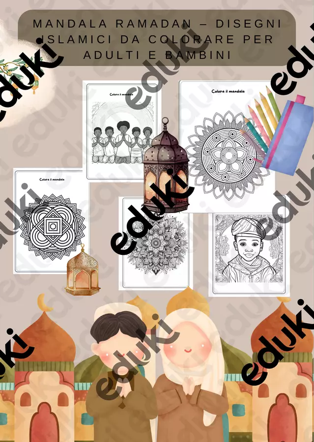 Mandala Ramadan – Disegni Islamici da Colorare per Adulti e Bambini Materiale per pittura e bricolage - Mandala Ramadan – Disegni Islamici da Colorare per Adulti e Bambini - Teachingsaurus Rex - Pagina di copertina