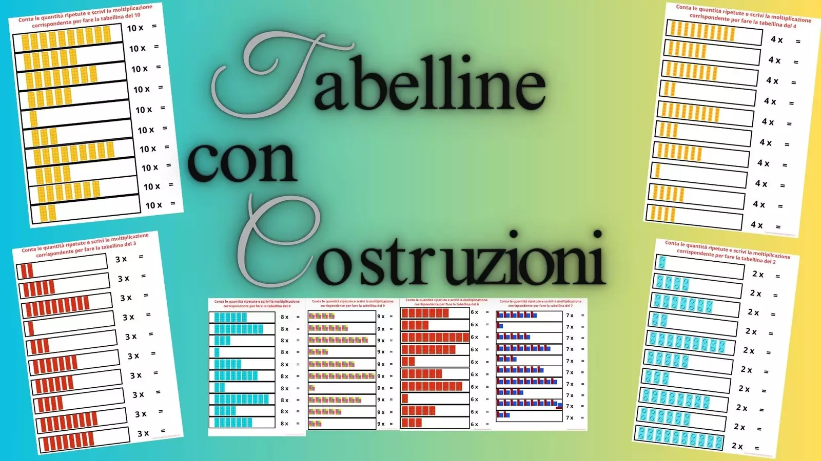 Tabelline con le costruzioni Esercizi - Tabelline con le costruzioni - mammaestraatempopieno - Pagina di copertina