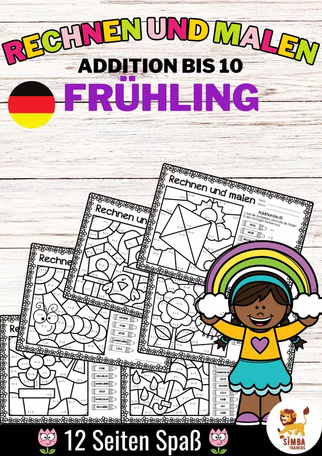 Rechen-Mal-Blätter - Addition bis 10 (Frühling) Primavera Aggiunta Matematica Tedesco Esercizi - Rechen-Mal-Blätter - Addition bis 10 (Frühling) Primavera Aggiunta Matematica Tedesco - SIMBA Trainers Education - Pagina di copertina