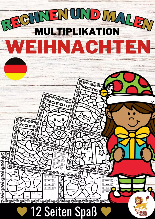 Rechen-Mal-Blätter - Multiplikation (Weihnachten) Natale Moltiplicazione Matematica Tedesco Esercizi - Rechen-Mal-Blätter - Multiplikation (Weihnachten) Natale Moltiplicazione Matematica Tedesco - SIMBA Trainers Education - Pagina di copertina