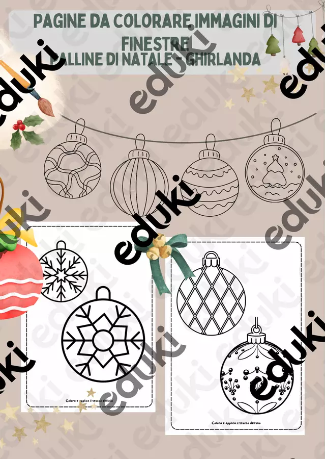 Decorazioni per finestre: Ghirlanda di palline di Natale Materiale per pittura e bricolage - Decorazioni per finestre: Ghirlanda di palline di Natale - Teachingsaurus Rex - Pagina di copertina