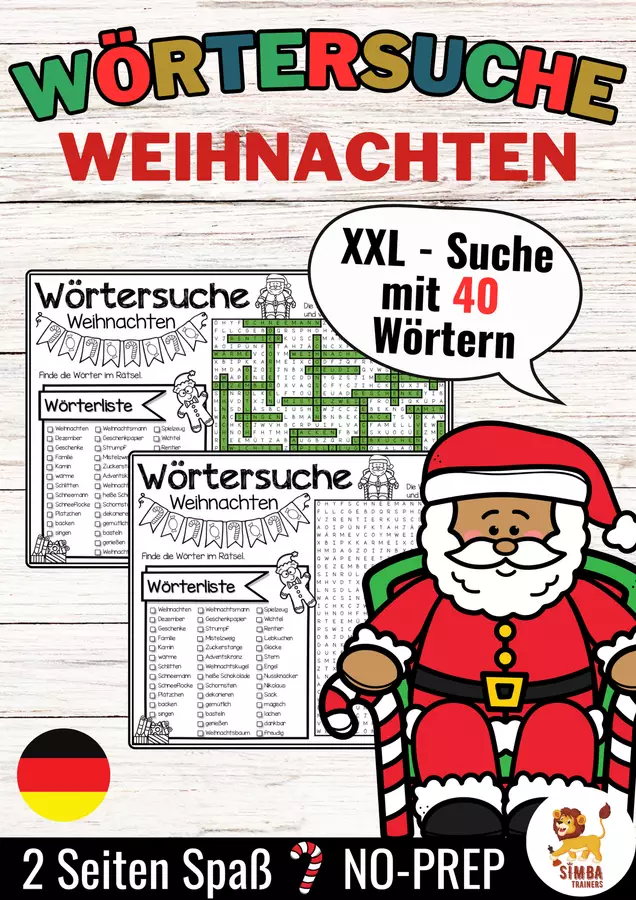 XXL Wörtersuche / Suchsel (Weihnachten) Natale Tedesco Esercizi - XXL Wörtersuche / Suchsel (Weihnachten) Natale Tedesco - SIMBA Trainers Education - Pagina di copertina