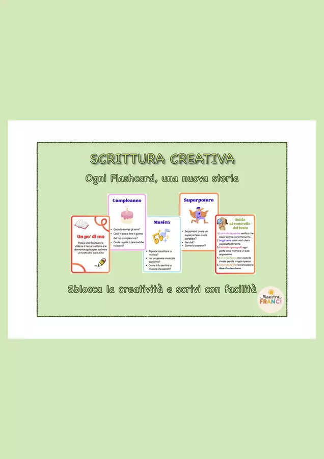 Scrittura creativa: flashcards per la creazione di testi Flashcard - Scrittura creativa: flashcards per la creazione di testi - Maestra.franciii - Pagina di copertina
