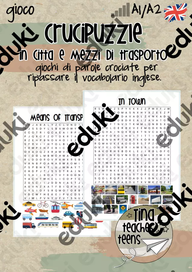 Crucipuzzle inglese tema: città e trasporto, city & transport | English, ESL, EFL Esercizi - Crucipuzzle inglese tema: città e trasporto, city & transport | English, ESL, EFL - Tina Teaches Teens - Pagina di copertina