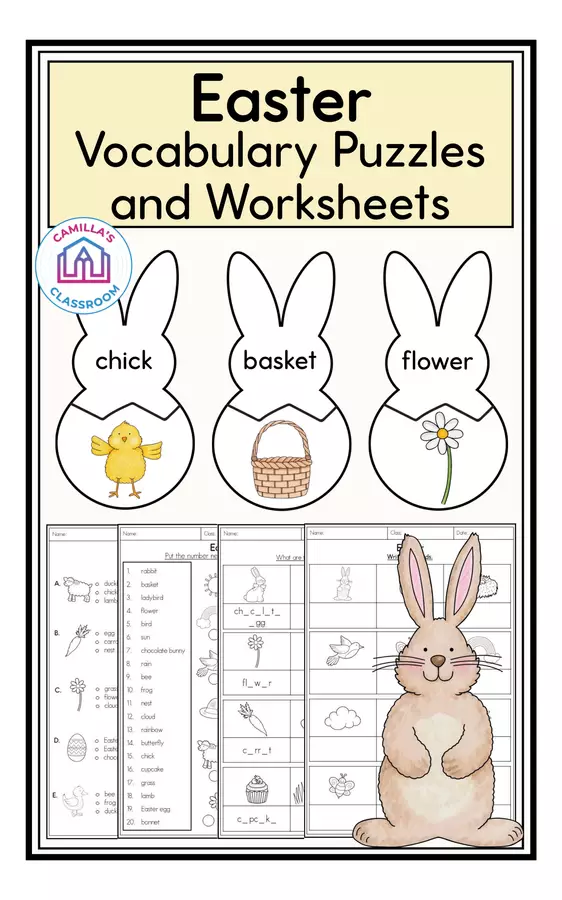 Easter Vocabulary Puzzles & Worksheets Esercizi - Easter Vocabulary Puzzles & Worksheets - Camilla's Classroom - Pagina di copertina
