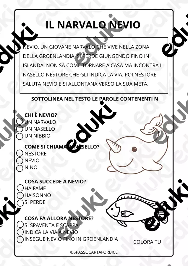 CONSONANTE N BREVE TESTO + COMPRENSIONE Esercizi - CONSONANTE N BREVE TESTO + COMPRENSIONE - Spassocartaforbice - Pagina di copertina