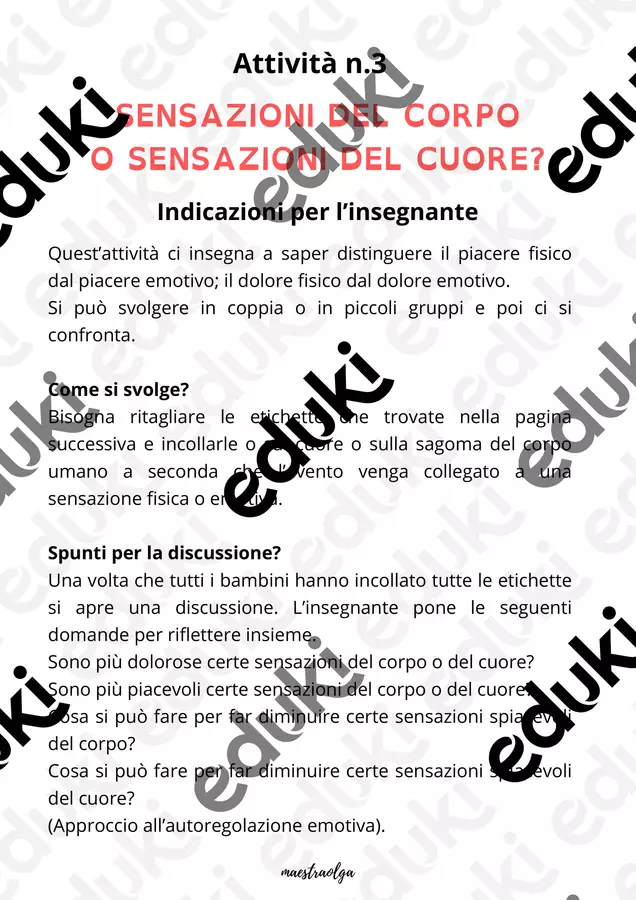 Emozioni- Sensazioni del corpo o sensazioni del cuore? Materiale di supporto/inclusione - Emozioni- Sensazioni del corpo o sensazioni del cuore? - maestraolga88 - Pagina di copertina