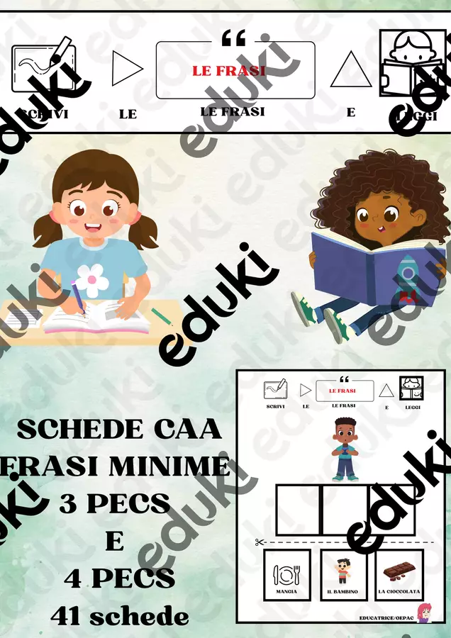 SCHEDE CAA FRASI MINIME 3 PECS E 4 PECS 41 schede Esercizi - SCHEDE CAA FRASI MINIME 3 PECS E 4 PECS 41 schede - educatrice_oepac - Pagina di copertina