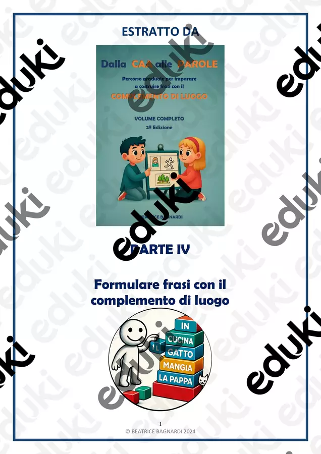 Parte 4 "Dalla Caa alle parole: il complemento di luogo" Esercizi - Parte 4 "Dalla Caa alle parole: il complemento di luogo" - BeaBa - maestra - - Pagina di copertina