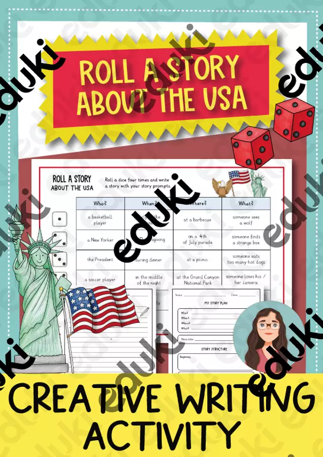 Roll a Story about the USA - scrittura creativa (inglese) Schede informative - Roll a Story about the USA - scrittura creativa (inglese) - Brighter Day Classroom - Pagina di copertina