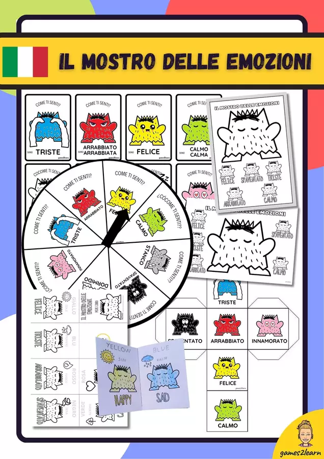 Il mostro delle emozioni Esercizi - Il mostro delle emozioni - games2learn - Pagina di copertina