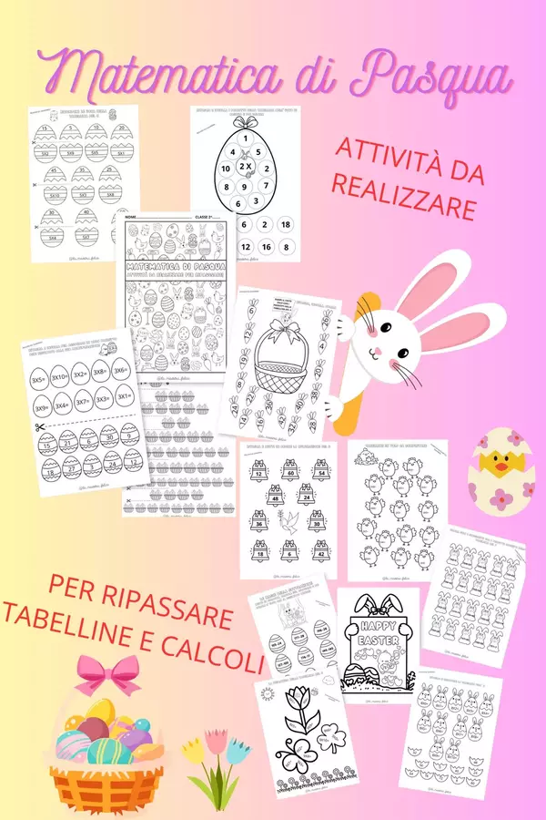 MATEMATICA DI PASQUA classe seconda Materiale di supporto/inclusione - MATEMATICA DI PASQUA classe seconda - La maestra felice - Pagina di copertina