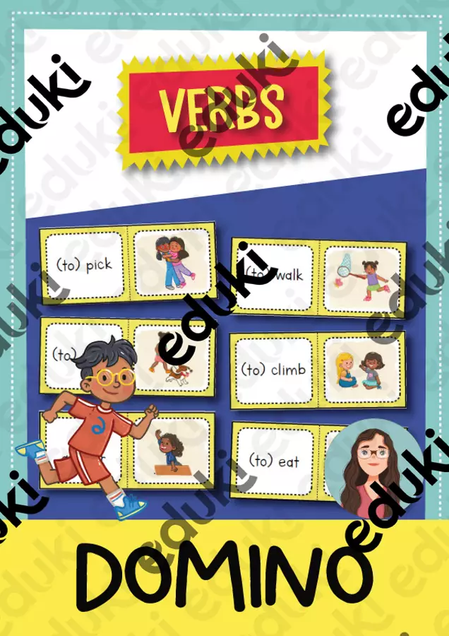 Verbs Domino-Game (English) / Verbi Domino - Gioco (Inglese) Materiale di supporto/inclusione - Verbs Domino-Game (English) / Verbi Domino - Gioco (Inglese) - Brighter Day Classroom - Pagina di copertina
