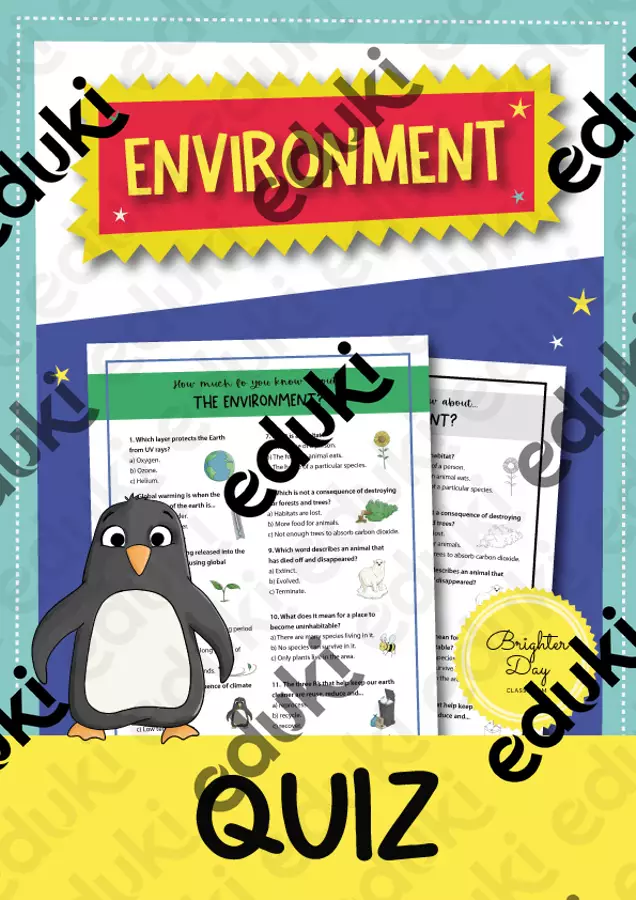 Environment Quiz: Freebie (English) / Quiz sull'ambiente: Freebie (inglese) Schede informative - Environment Quiz: Freebie (English) / Quiz sull'ambiente: Freebie (inglese) - Brighter Day Classroom - Pagina di copertina