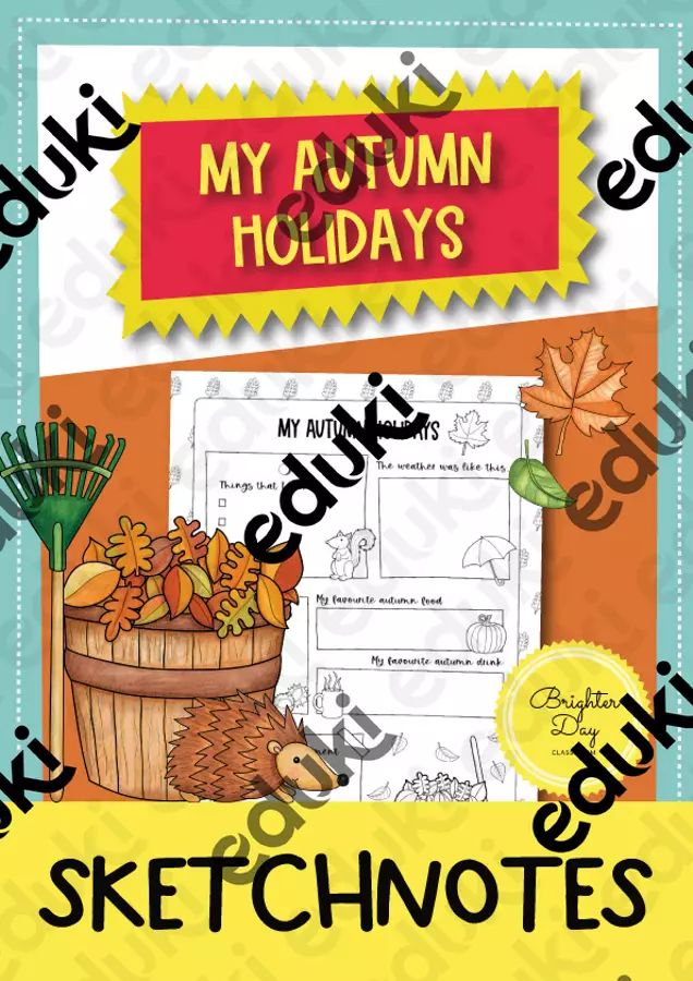 Autumn holidays in sketchnotes; Vacanze d'autunno (inglese) Materiale per pittura e bricolage - Autumn holidays in sketchnotes; Vacanze d'autunno (inglese) - Brighter Day Classroom - Pagina di copertina