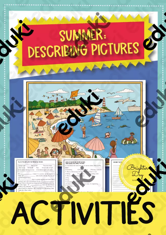 Summer: describing pictures; Descrizione dell'immagine; 3 volte differenziata (inglese) Flashcard - Summer: describing pictures; Descrizione dell'immagine; 3 volte differenziata (inglese) - Brighter Day Classroom - Pagina di copertina