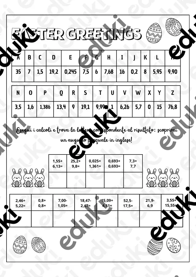 Compiti di matematica a tema pasquale classe 4 Esercizi - Compiti di matematica a tema pasquale classe 4 - Una scuola a colori - Pagina di copertina