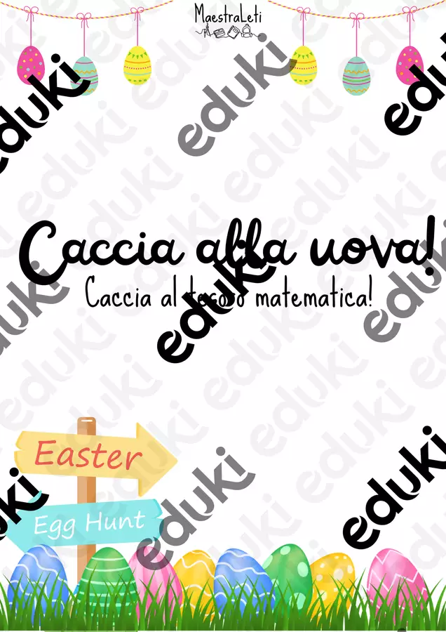 Caccia alle uova! Caccia al tesoro matematica!! Giochi - Caccia alle uova! Caccia al tesoro matematica!! - MaestraLeti - Pagina di copertina