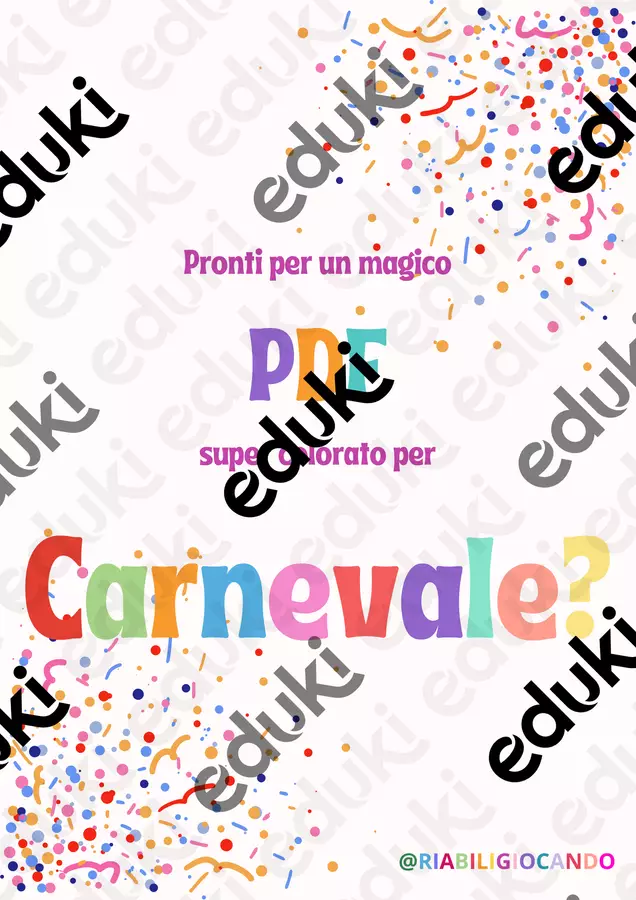 Attività a tema carnevale pdf Esercizi - Attività a tema carnevale pdf - Riabiligiocando - Pagina di copertina