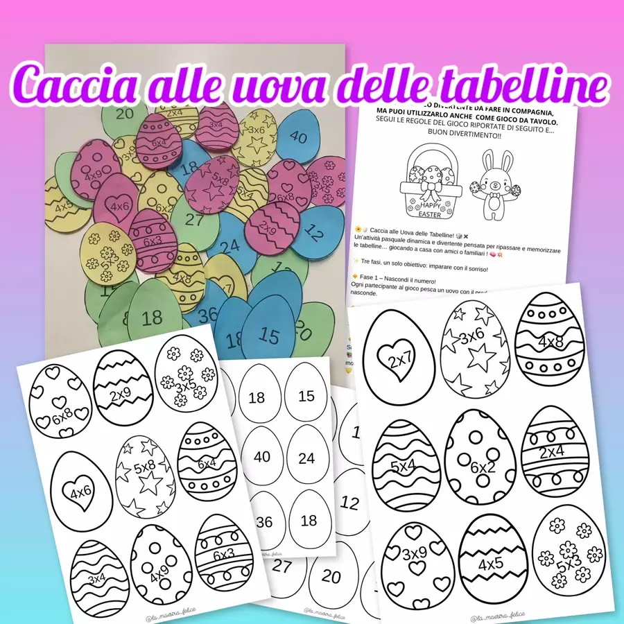 Caccia alle uova delle tabelline Esercizi - Caccia alle uova delle tabelline - La maestra felice - Pagina di copertina