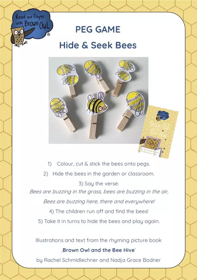 Brown Owl and the Bee Hive: HIDE & SEEK BEES Materiale per pittura e bricolage - Brown Owl and the Bee Hive: HIDE & SEEK BEES - Read and Rhyme with Brown Owl - Pagina di copertina