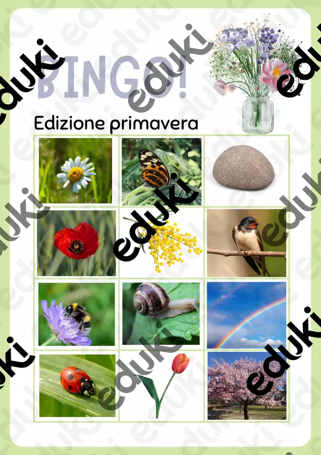 Bingo della primavera- Kit stampabile Flashcard - Bingo della primavera- Kit stampabile - Pedagogista gentile - Pagina di copertina