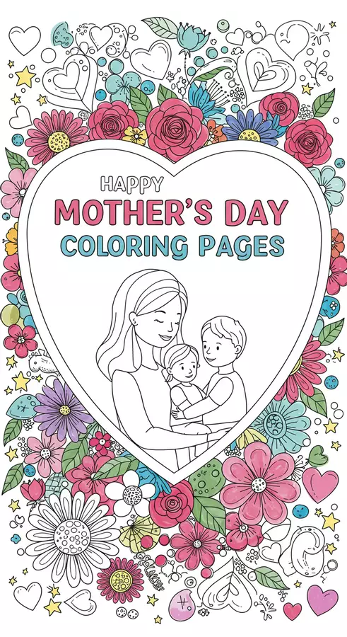 Coloring pages Mother's Day/ Festa della Mamma Clipart / Immagini originali - Coloring pages Mother's Day/ Festa della Mamma - Αναστάσιος Μελιόπουλος - Pagina di copertina
