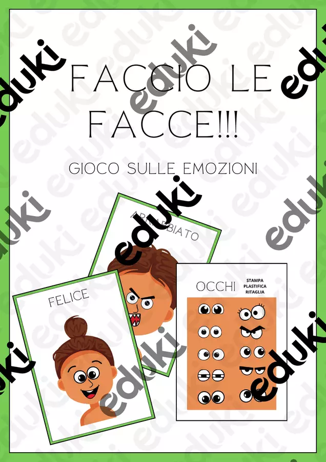 FACCIO LE FACCE - GIOCO SULLE EMOZIONI Materiale di supporto/inclusione - FACCIO LE FACCE - GIOCO SULLE EMOZIONI - maestra Francesca IDR - Pagina di copertina