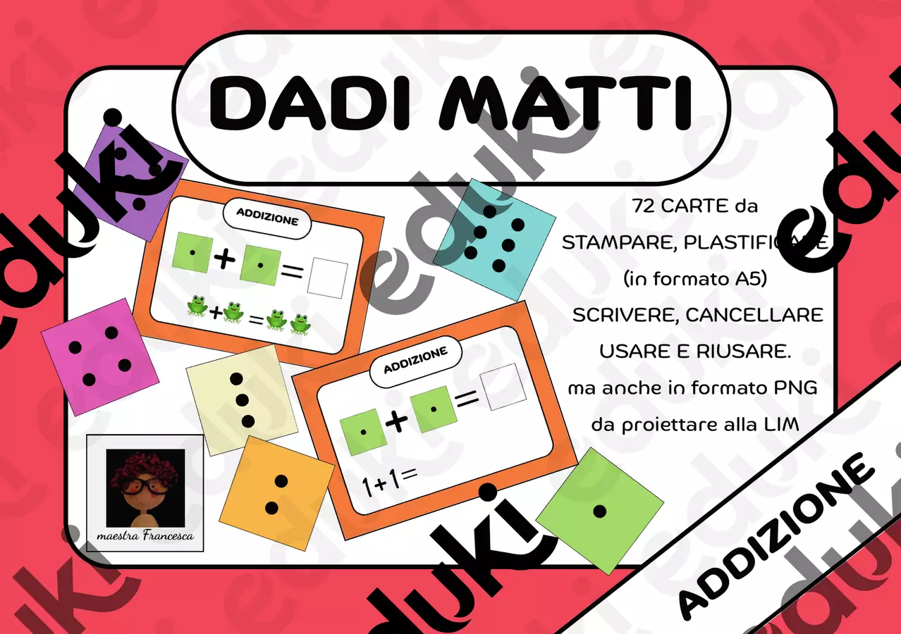 DADI_MATTI PDF e PNG Esercizi - DADI_MATTI PDF e PNG - maestra Francesca IDR - Pagina di copertina
