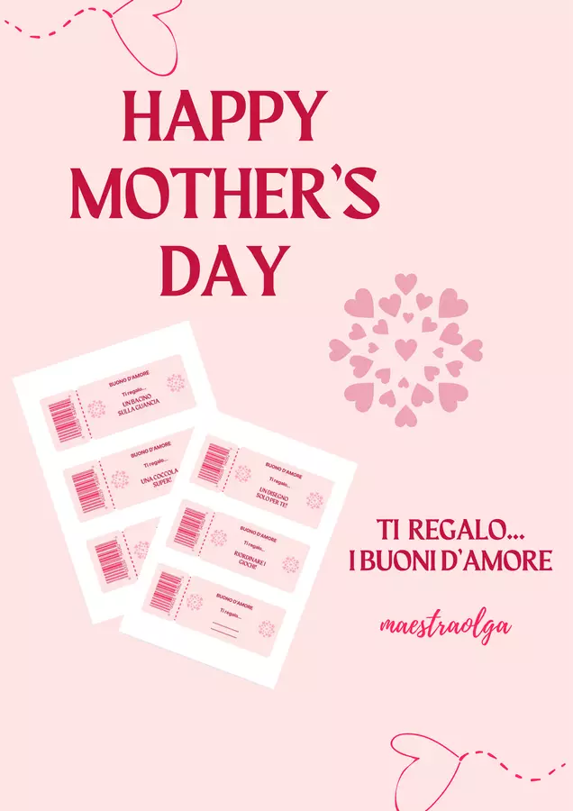 Festa della mamma- I miei buoni d'amore Materiale per pittura e bricolage - Festa della mamma- I miei buoni d'amore - maestraolga88 - Pagina di copertina