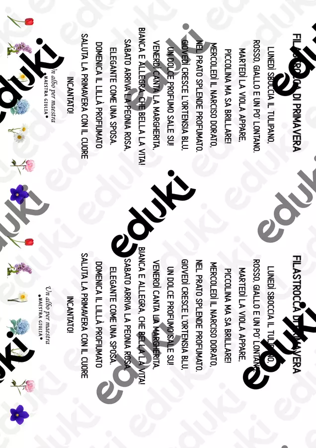 Filastrocca sulla settimana e sui mesi dell'anno a tema Esercizi - Filastrocca sulla settimana e sui mesi dell'anno a tema - Un albo per maestra - Pagina di copertina