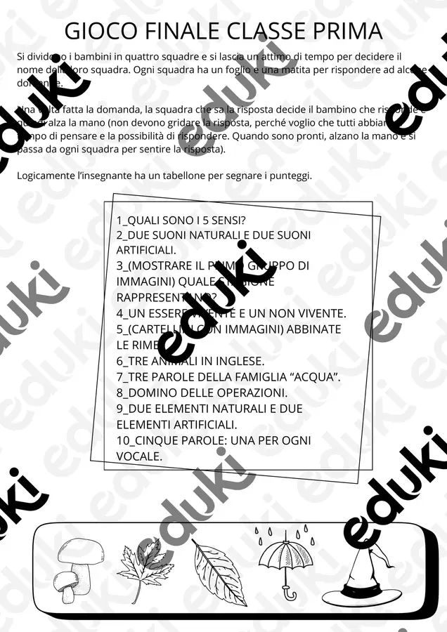 GIOCO FINALE CLASSE PRIMA Quiz - GIOCO FINALE CLASSE PRIMA - lamaestraroby79 - Pagina di copertina