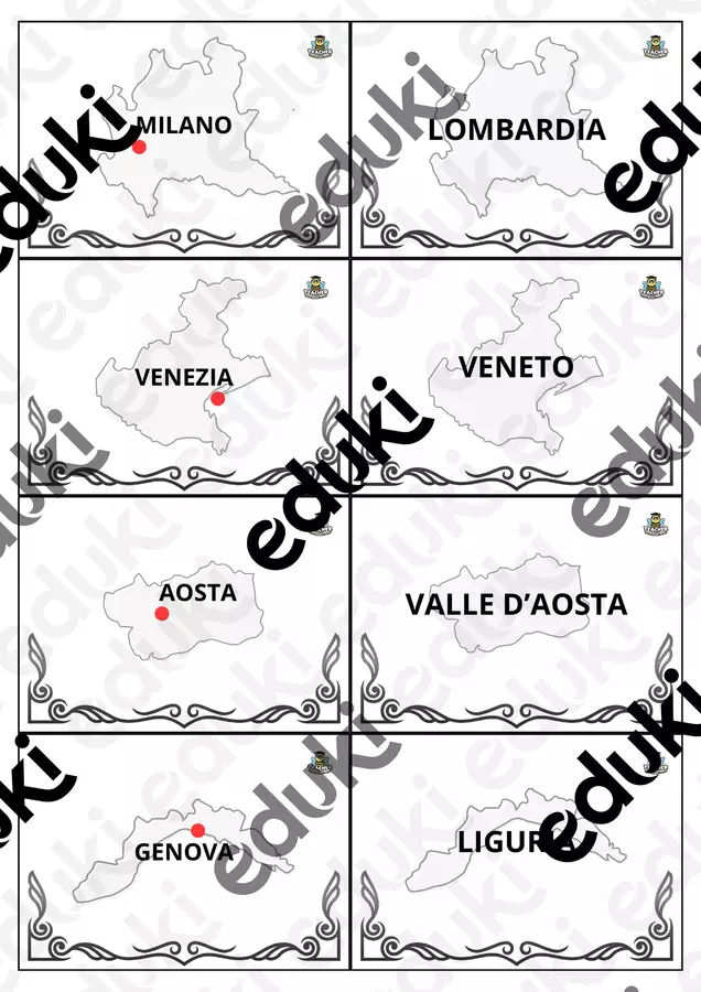 Italia settentrionale - Carte regioni e capoluoghi Materiale di supporto/inclusione - Italia settentrionale - Carte regioni e capoluoghi - TeacherBee - Pagina di copertina