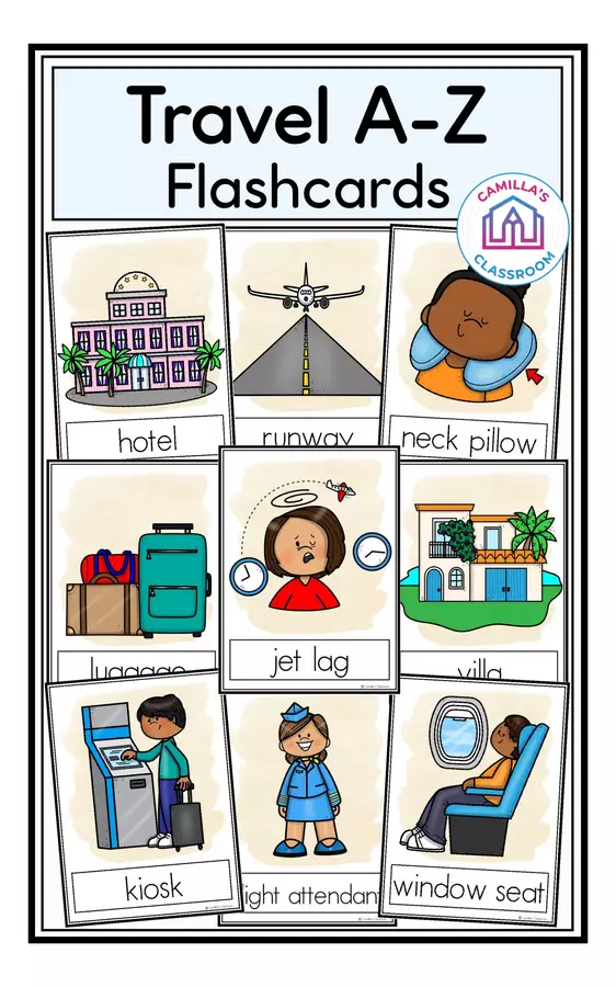 Travel A-Z - Flashcards Flashcard - Travel A-Z - Flashcards - Camilla's Classroom - Pagina di copertina