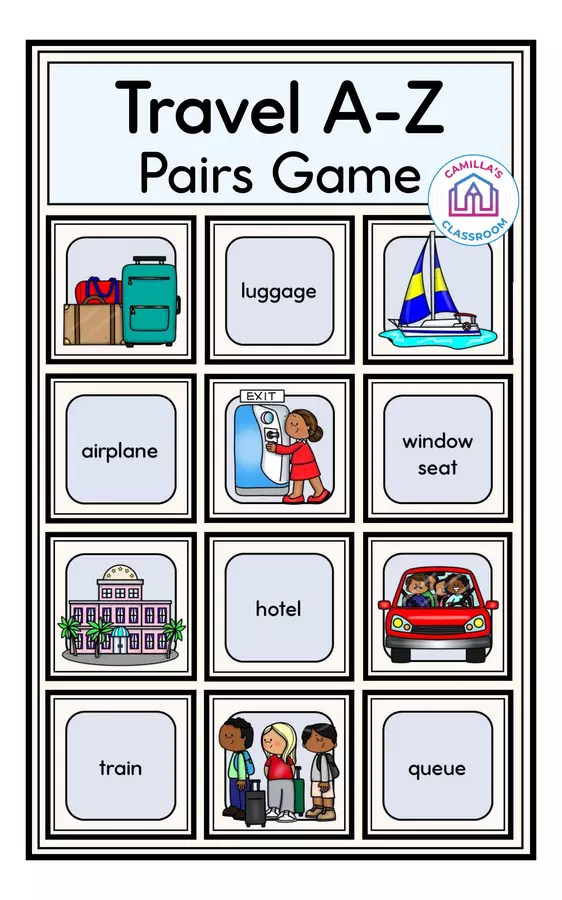 Travel A-Z - Pairs Game Giochi - Travel A-Z - Pairs Game - Camilla's Classroom - Pagina di copertina