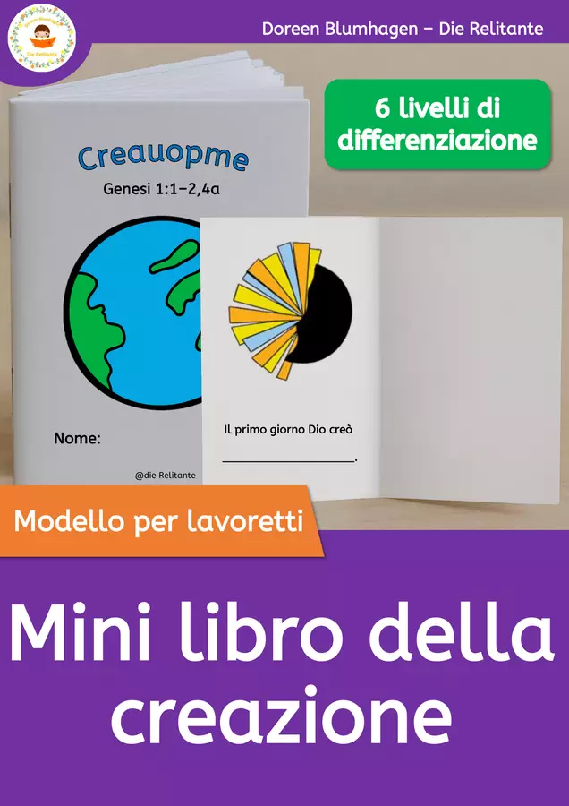 Mini libro della creazione – 6 livelli di differenziazione per l’educazione religiosa Materiale per pittura e bricolage - Mini libro della creazione – 6 livelli di differenziazione per l’educazione religiosa - DieRelitante - Pagina di copertina