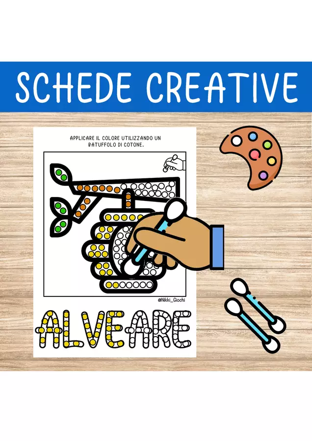 🎨 Attività creativa stampabile – Pittura con bastoncini di cotone Materiale interattivo - 🎨 Attività creativa stampabile – Pittura con bastoncini di cotone - Nikki_Giochi - Pagina di copertina
