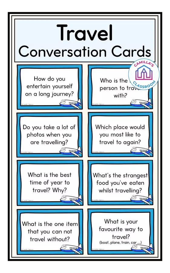 Travel (Holidays) - Conversation Cards Esercizi - Travel (Holidays) - Conversation Cards - Camilla's Classroom - Pagina di copertina