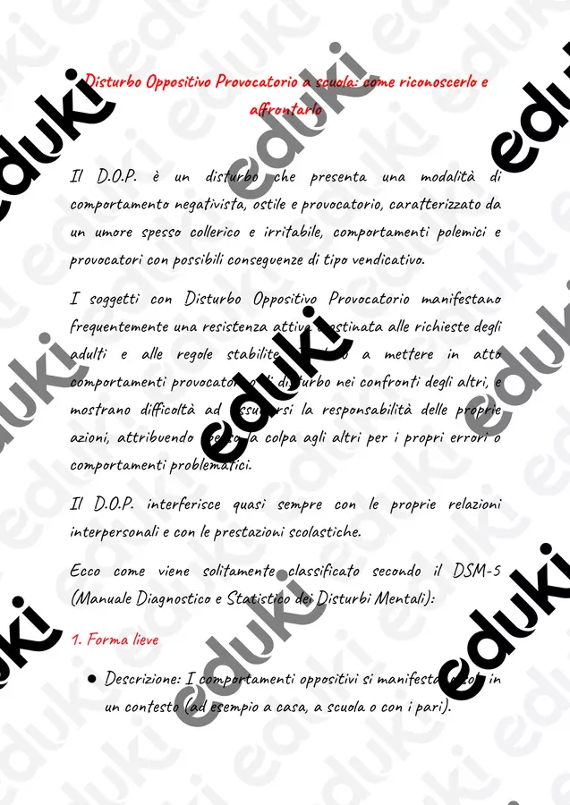 Disturbo Oppositivo Provocatorio a scuola_ come riconoscerlo e affrontarlo Materiale di supporto/inclusione - Disturbo Oppositivo Provocatorio a scuola_ come riconoscerlo e affrontarlo - PedagoZone - Pagina di copertina