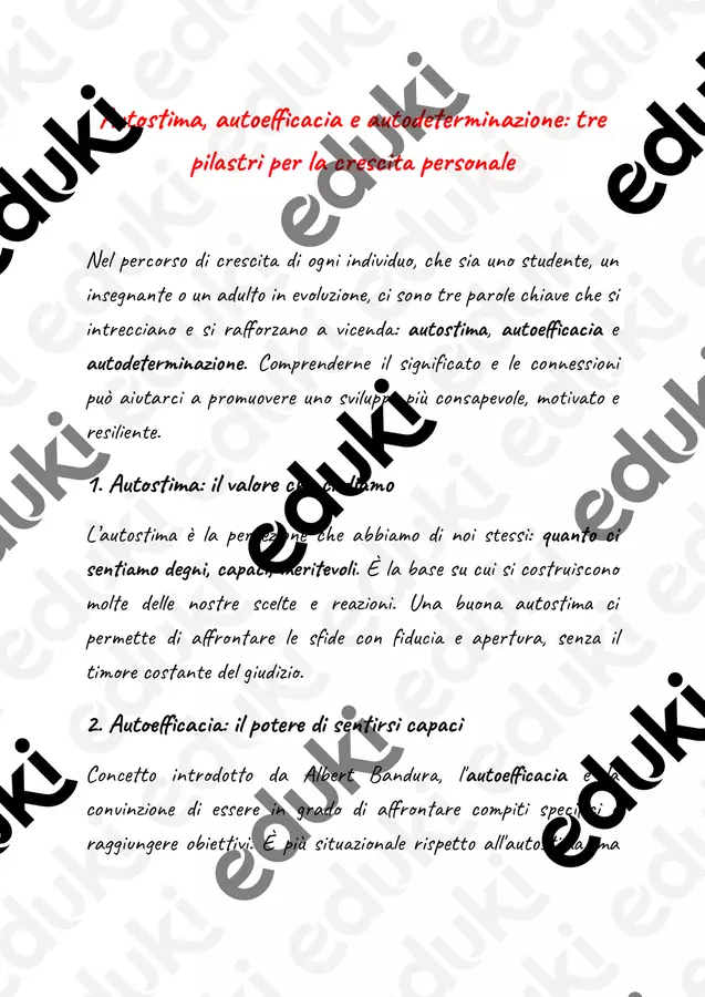 Autostima, autoefficacia e autodeterminazione Altro tipo di materiale - Autostima, autoefficacia e autodeterminazione - PedagoZone - Pagina di copertina