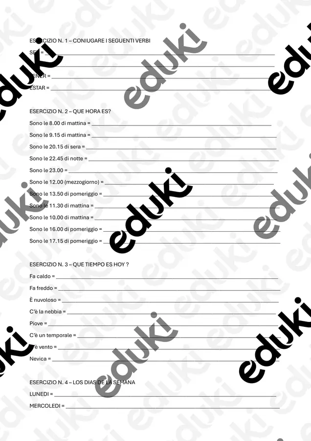Esercizi di Spagnolo Esercizi - Esercizi di Spagnolo - Tutor_Eleonora - Pagina di copertina