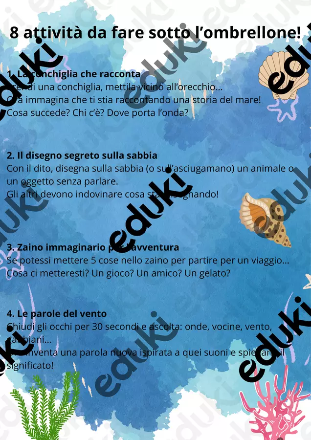 Attività sotto l'ombrellone 3-8 anni Altro tipo di materiale - Attività sotto l'ombrellone 3-8 anni - Didattica in Viola - Maestra Gloria - Pagina di copertina