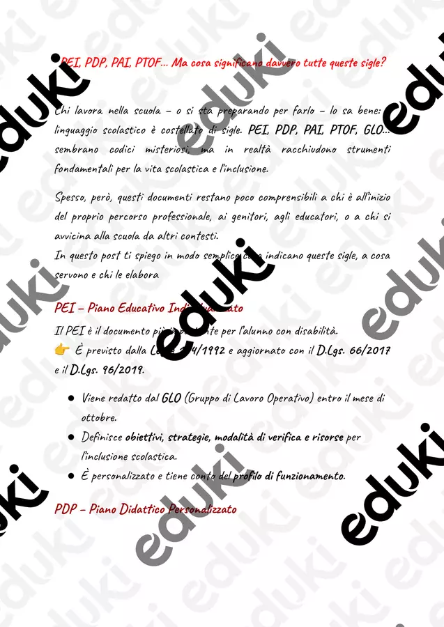 PEI, PDP, PAI, PTOF:guida pratica per conoscere queste sigle Testo - PEI, PDP, PAI, PTOF:guida pratica per conoscere queste sigle - PedagoZone - Pagina di copertina